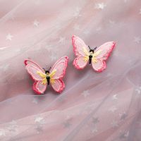Leichter Schmetterling Doppels Chichtiger Schmetterling Drei Dimensionaler Organza-stickerei Farbe Netz Schmetterlings Ohrringe 925 Silberne Nadel Ohrringe Frauen sku image 1