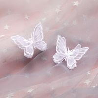 Leichter Schmetterling Doppels Chichtiger Schmetterling Drei Dimensionaler Organza-stickerei Farbe Netz Schmetterlings Ohrringe 925 Silberne Nadel Ohrringe Frauen sku image 3