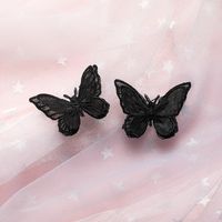 فراشة خفيفة مزدوجة الفراشة ثلاثية الأبعاد يوجينشا مطرزة بأقراط فراشة شبكية ملونة 925 أنثى ذات إبرة فضية sku image 7