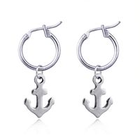 European Trend Punk Simple Small Boat Anchor Pendant Ear Ring Female Round Small Circle Earring Ear Clip Cross-border Hot Selling sku image 1