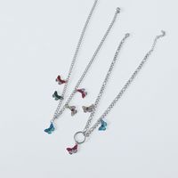 Korean Simple Necklace Fashion Retro Trend Painted Dripping Color Butterfly Necklace Wholesale Nihaojewelry sku image 1