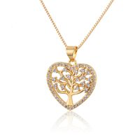 Heart-shaped Big Tree Necklace New Simple Zircon Love Pendant  Wholesale Nihaojewelry sku image 1