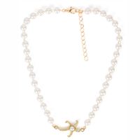 Imitation Pearl Metal Necklace Fashion Starfish Alloy Pendant Clavicle Chain Necklace Wholesale Nihaojewelry sku image 1