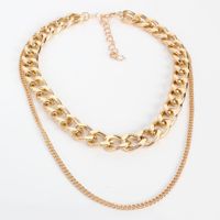 Fashion Wild Alloy Texture Exaggerated Thick Necklace Clavicle Chain Retro Double Necklace Wholesale Nihaojewelry sku image 1