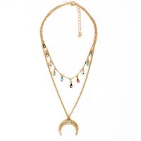 Sweet Fashion Popular Devil's Eye Alloy Moon Pendant Necklace Jewelry Wholesale Nihaojewelry sku image 1