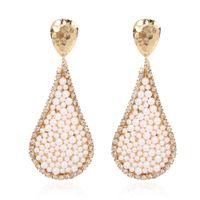 Creative Drop-shaped Alloy Inlaid Pearl Earrings Fashion Wild Earrings  Wholesale Nihaojewelry sku image 1