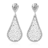 Creative Drop-shaped Alloy Inlaid Pearl Earrings Fashion Wild Earrings  Wholesale Nihaojewelry sku image 2