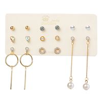 Hot Sale Water Drop Color Diamond Pearl Circle Earrings Set 6 Pairs Of Creative Simple Earrings Wholesale Nihaojewelry sku image 1