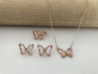 Transparent Crystal Glass Butterfly Necklace Earring Necklace Set Wholesale Nihaojewelry main image 3