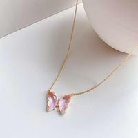 Transparent Crystal Glass Butterfly Necklace Earring Necklace Set Wholesale Nihaojewelry main image 8