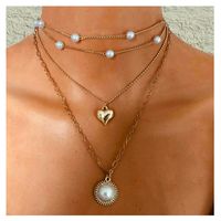 Simple Fashion Alloy Circle Wild Imitation Pearl Pendant Necklace  Wholesale Nihaojewelry main image 2