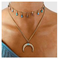 Sweet Fashion Popular Devil's Eye Alloy Moon Pendant Necklace Jewelry Wholesale Nihaojewelry main image 2