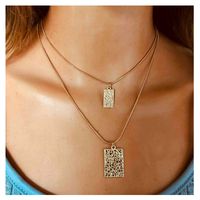 Fashion Style Geometric Chain Necklace Decoration Simple Relief Square Pendant Double Necklace Wholesale Nihaojewelry main image 2
