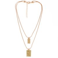 Fashion Style Geometric Chain Necklace Decoration Simple Relief Square Pendant Double Necklace Wholesale Nihaojewelry main image 3
