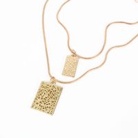 Fashion Style Geometric Chain Necklace Decoration Simple Relief Square Pendant Double Necklace Wholesale Nihaojewelry main image 4