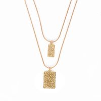 Fashion Style Geometric Chain Necklace Decoration Simple Relief Square Pendant Double Necklace Wholesale Nihaojewelry main image 5