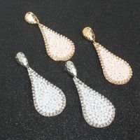 Creative Drop-shaped Alloy Inlaid Pearl Earrings Fashion Wild Earrings  Wholesale Nihaojewelry main image 4