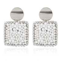 Geometric Alloy Inlaid Pearl Earrings Exaggerated Creative Earrings  Wholesale Nihaojewelry main image 3