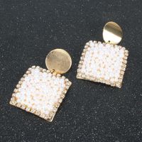 Geometric Alloy Inlaid Pearl Earrings Exaggerated Creative Earrings  Wholesale Nihaojewelry main image 4