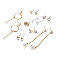 Hot Sale Water Drop Color Diamond Pearl Circle Earrings Set 6 Pairs Of Creative Simple Earrings Wholesale Nihaojewelry main image 4