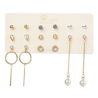 Hot Sale Water Drop Color Diamond Pearl Circle Earrings Set 6 Pairs Of Creative Simple Earrings Wholesale Nihaojewelry main image 6
