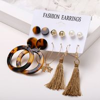 Hot Octagonal Tassel Acrylic Earrings Set 6 Pairs Of Creative Retro Earrings Wholesale Nihaojewelry main image 4