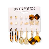 New Creative Retro Golden Silver Shell Scallop Earring Set Wholesale Nihaojewelry sku image 13