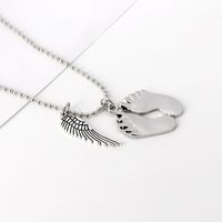 New Style Little Feet Wings Pendant Necklace Mother's Day Gift Daughter Little Feet Necklace Accessories Wholesale Nihaojewelry main image 4