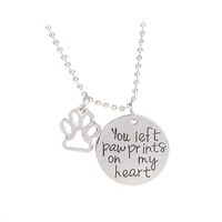 Necklace Letters You Left Paw Prints On My Heart Dog Claw Pendant Necklace Wholesale Nihaojewelry main image 1
