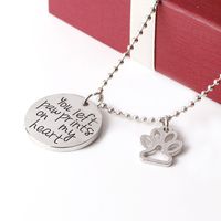 Necklace Letters You Left Paw Prints On My Heart Dog Claw Pendant Necklace Wholesale Nihaojewelry main image 3