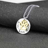 Lettering Round Hollow Cat Claw Pendant Necklace Letters Love Rescue Dog Claw Necklace Wholesale Nihaojewelry main image 4