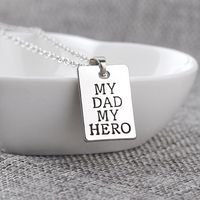 New Geometric Square Pendant Necklace Father's Day Necklace Dad Hero Tag Necklace Wholesale Nihaojewelry main image 3