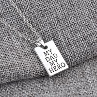 New Geometric Square Pendant Necklace Father's Day Necklace Dad Hero Tag Necklace Wholesale Nihaojewelry main image 4
