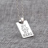 New Geometric Square Pendant Necklace Father's Day Necklace Dad Hero Tag Necklace Wholesale Nihaojewelry main image 5