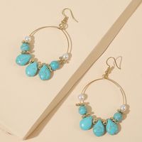 Geometric Round Turquoise Beaded Earrings Stone Trend Handmade Earrings Jewelry Wholesale Nihaojewelry main image 1