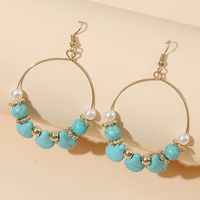 Geometric Round Turquoise Beaded Earrings Stone Trend Handmade Earrings Jewelry Wholesale Nihaojewelry main image 3