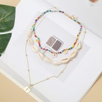 Bohemian Three Shell Flowers Rice Beads Multilayer Necklace Trend Handmade Long Pendant Jewelry Wholesale Nihaojewelry main image 4