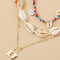 Bohemian Three Shell Flowers Rice Beads Multilayer Necklace Trend Handmade Long Pendant Jewelry Wholesale Nihaojewelry main image 5