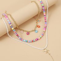 Rice Beads Soft Ceramic Three Multi-layer Handmade Necklace Bohemian Woven Long Pendant Jewelry Wholesale Nihaojewelry main image 4