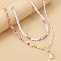 Exaggerated Colorful Soft Ceramic Multilayer Necklace Bohemian Two-piece Beaded Pendant Jewelry Wholesale Nihaojewelry main image 3