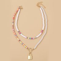 Exaggerated Colorful Soft Ceramic Multilayer Necklace Bohemian Two-piece Beaded Pendant Jewelry Wholesale Nihaojewelry main image 4