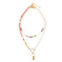 Exaggerated Colorful Soft Ceramic Multilayer Necklace Bohemian Two-piece Beaded Pendant Jewelry Wholesale Nihaojewelry main image 6
