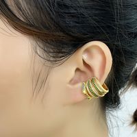 Korean Fashion Zircon Ear Bone Clip Micro-set Fashion Geometry C Line Ear Clip Earrings Wholesale Nihaojewelry main image 4