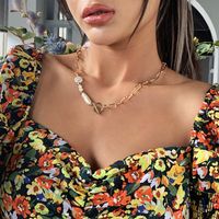 Moda Simple Estilo De Aleación De Mujer Chapado En Collar Largo Dulce Colgante De Perlas Collar Al Por Mayor Nihaojewelry main image 3