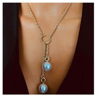 Fashion Simple Cool Style Clavicle Chain Pearl Water Drop Pendant Wholesale Nihaojewelry main image 2