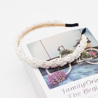 New Korean Fashion Simple Woven Pearl Ripple Knot Ladies Headband Wholesale Nihaojewelry main image 4