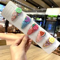 Korea's New Children's Hair Accessories Girls Color Quicksand Transparent Fresh Fruit Bb  Hair Clip Wholesale main image 3