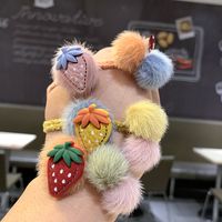 Autumn And Winter  Korean Strawberry Cute Hair Tie Headdress Girl Tie Head Rubber Band Hair Ring Holster  Cheap Scrunchies Wholesale Nihaojewelry main image 5