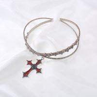 New Korean Rhinestone Cross Collar Necklace Neck Chain Neck Collar Wholesale Nihaojewelry main image 4