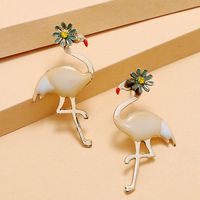 Japan Und Südkorea 2020 Mode Neue Süße Gänseblümchen Vogel Ohrringe Einfache Retro-trend Persönlichkeit Übertrieben Lange Ohrringe main image 1